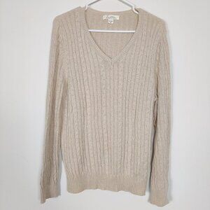 Tradition Country Collection Women's Sweater Size XL 18 Beige Cotton Cable Knit
